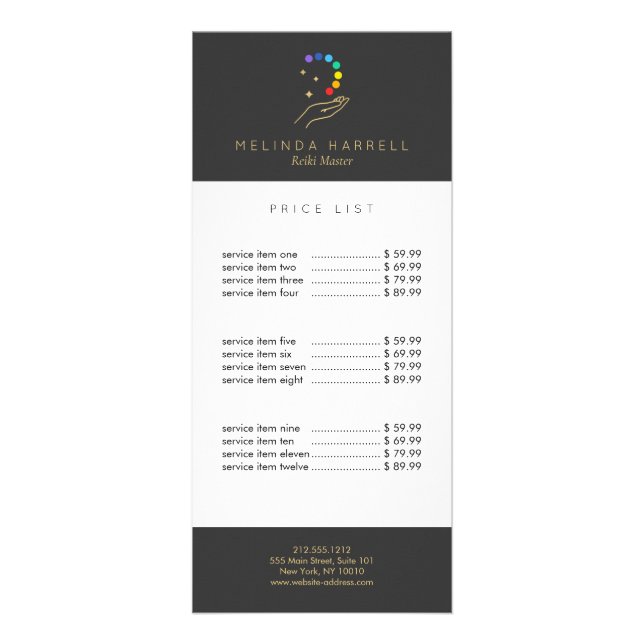Healing Hand Logo Reiki, Massage, Wellness Grey Rack Card (Front)