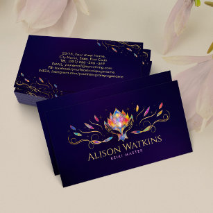Healing Hands and Lotus Colourful Energy Flow Business Card
