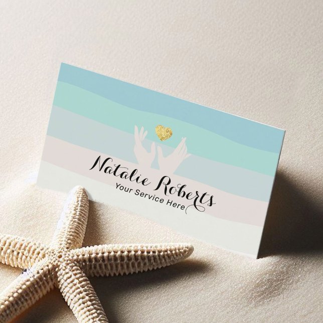 Healing Hands & Heart Massage Therapy Beach Colour Business Card (Creator Uploaded)