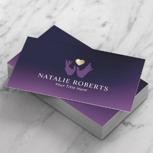 Healing Hands & Heart Massage Therapy Deep Purple Business Card