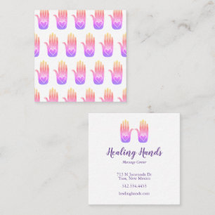 Healing Hands Hearts Hamsa Colourful Pattern  Square Business Card