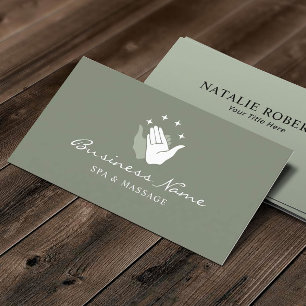 Healing Hands Massage Therapy SPA Sage Green Business Card