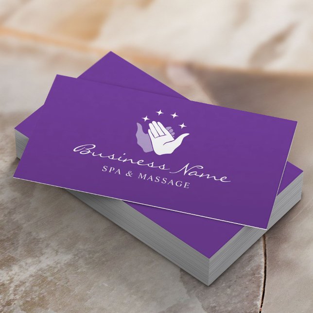 Healing Hands Massage Therapy Wellness SPA Purple Business Card (Creator Uploaded)