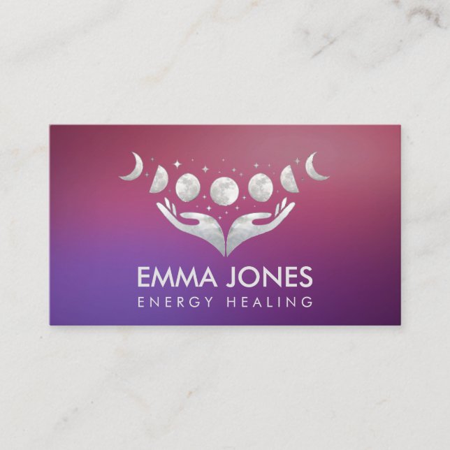 Healing hands - Moons - Mother of Pearl Business C Card (Front)