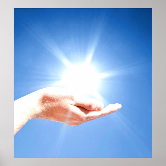 Healing hands on blue background, reiki, chakra poster (Front)