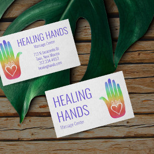 Healing Hands Rainbow Colourful Painted Hamsa Business Card