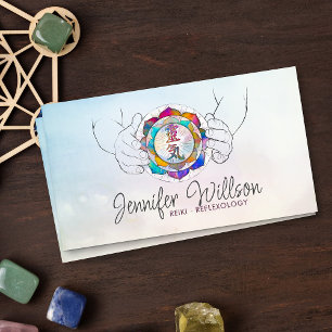 Healing Hands Reiki Symbol in Lotus drawing Business Card