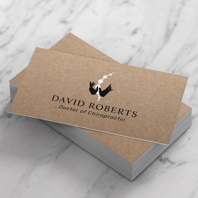 Healing Hands & Spine Chiropractic Rustic Kraft Business Card (Creator Uploaded)