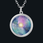 *~* Healing Hands  Universe Cosmic Stars Light Silver Plated Necklace<br><div class="desc">(search AP40 for similar designs ) Silver Necklace / Pendant - JEWELRY WITH INTENTION (r) Popular Energy Enhanced Esoteric MINIMAL HEALING ENERGY MYSTICAL design: GOLD STAR BURSTS HEALING ENERGY BALL and two vertical GOLD HANDS line drawing signifying the work of HEALERS that use their HANDS for HEALING. There are also...</div>