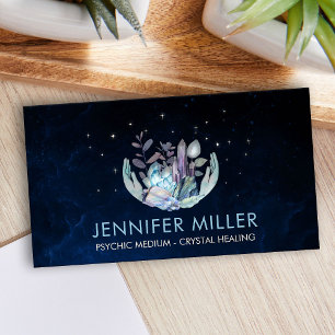 Healing hands Watercolor Crystals Business Card