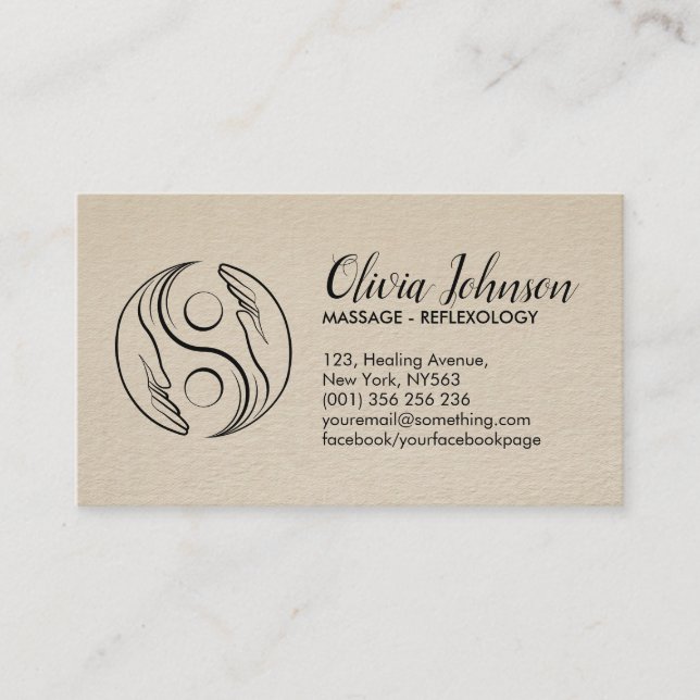 Healing Hands Yin Yang symbol Appointment Business Card (Front)