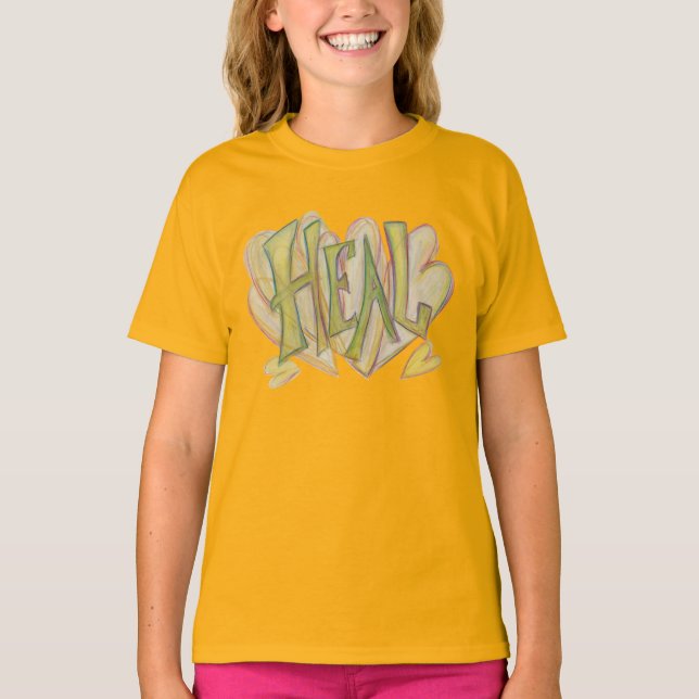 Healing Hearts Word Art Inspirational T-Shirt (Front)