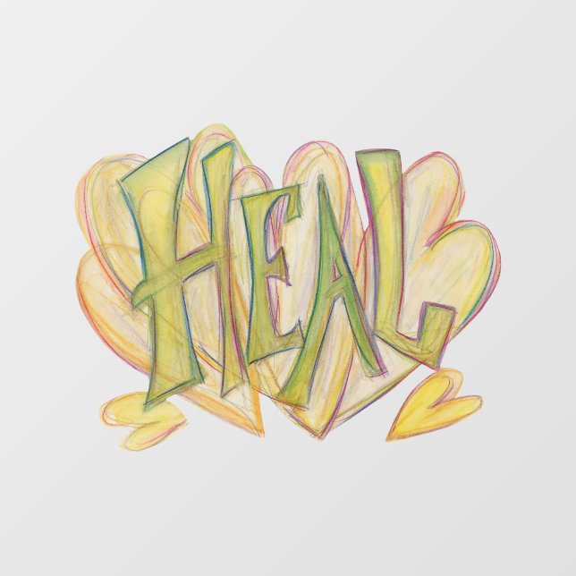 Healing Hearts Word Art Inspirational Window Cling (Sheet)