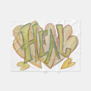 Healing Hearts Word Art Soft Chemo Fleece Blankets