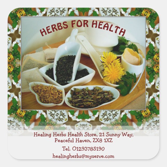 Healing Herbs Health Store Square Sticker (Front)
