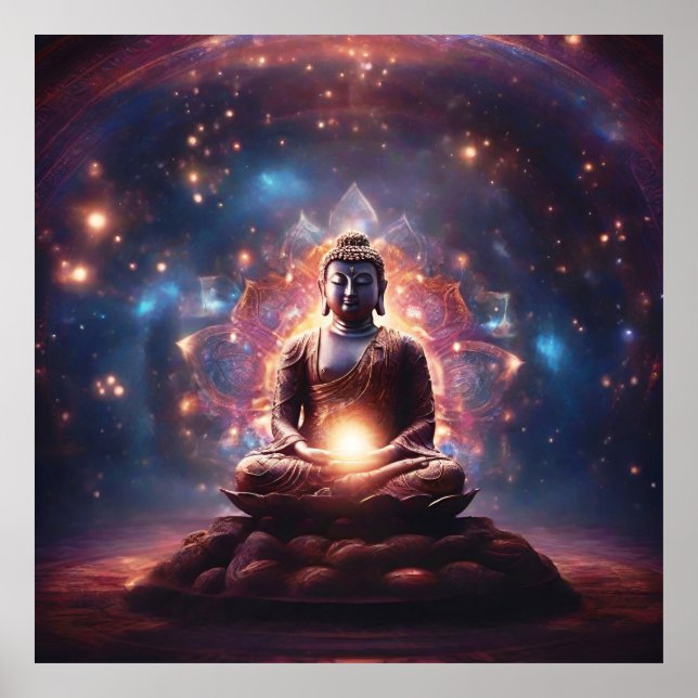 Healing lights Meditating Buddha  Poster (Front)