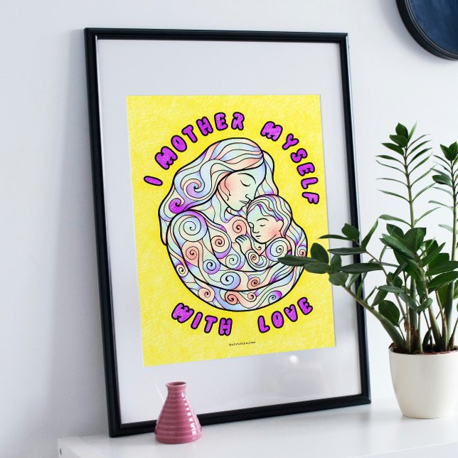 Healing Mother's Day Colouring Poster (Self-Love Affirmation Coloring Poster For Mother's Day)