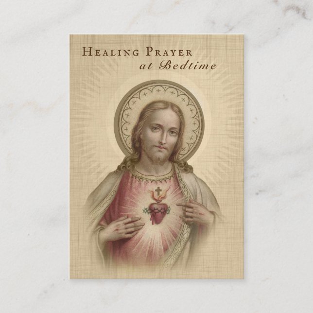 Healing Prayer at Bedtime Sacred Heart Holy Card (Front)