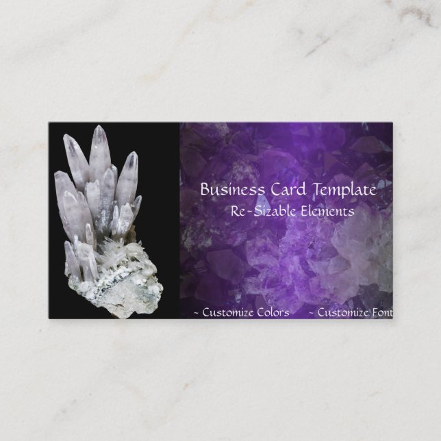 Healing Stones Energy Crystals Business Card (Front)