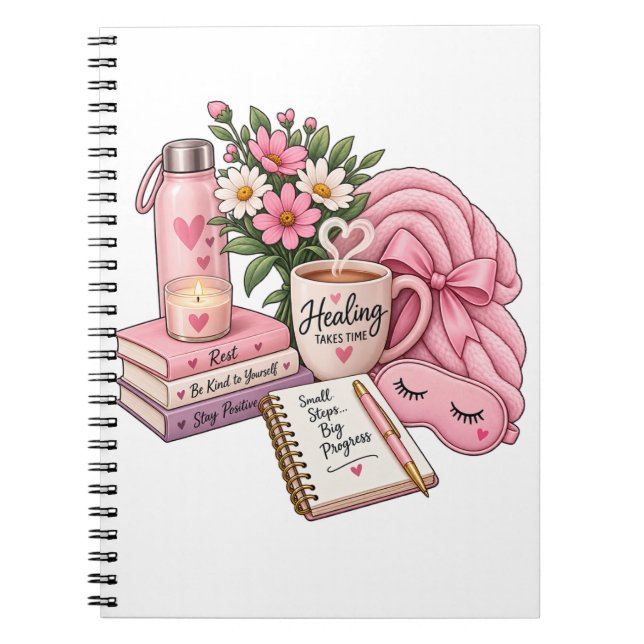 Healing Takes Time Self Care Recovery Notebook  (Front)