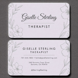 Healing Therapy Therapist Floral Lilac Purple  Business Card