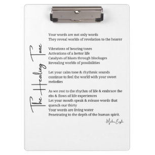 Healing Tone Sound poem poster wall art decor Clipboard