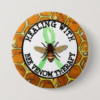 Healing with Bee Venom Therapy Lyme Ribbon Button