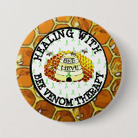 Healing with Bee Venom Therapy Lyme Ribbon Button