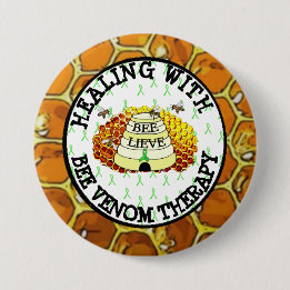 Healing with Bee Venom Therapy Lyme Ribbon Button