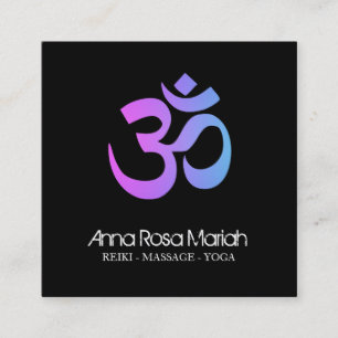 *~* Healing Yoga Energy Healer Aum Om Symbol Square Business Card