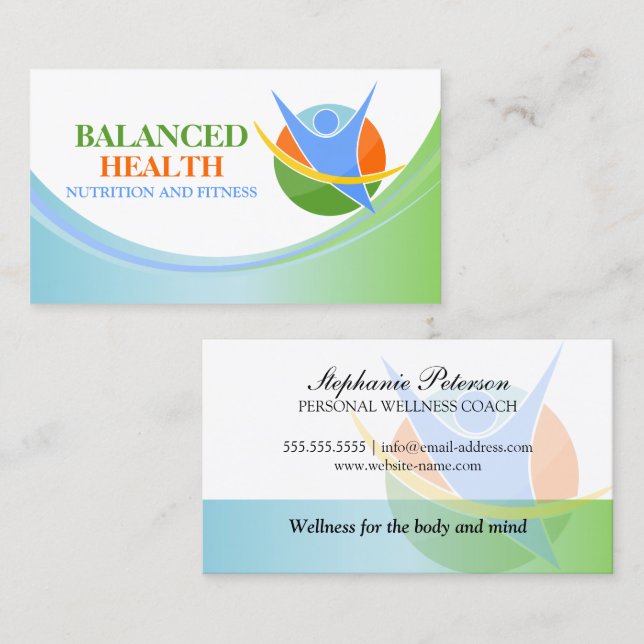 Health and Wellness Coach Business Card (Front/Back)