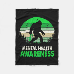 Health Awareness Bigfoot Sasquatch Mental Health Fleece Blanket
