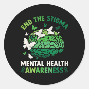 Health Awareness End The Stigma Therapy Mens  Classic Round Sticker