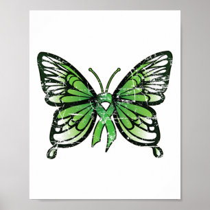 Health Awareness Green Ribbon Butterfly  Poster