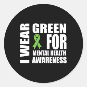 Health Awareness Green Ribbon Support  Classic Round Sticker