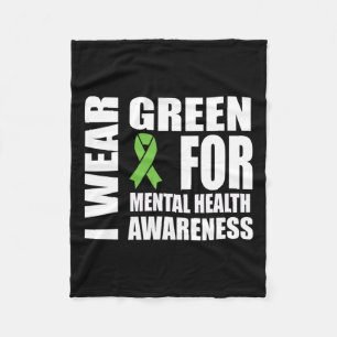 Health Awareness Green Ribbon Support  Fleece Blanket