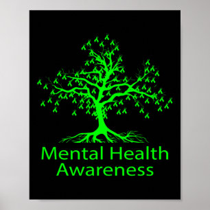 Health Awareness Green Tree Mental Health Awarenes Poster