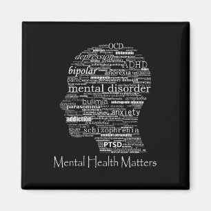 Health Awareness Head Words Mental Disorder  Magnet
