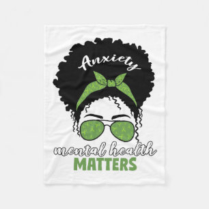 Health Awareness Messy Bun Mental Health Problems  Fleece Blanket