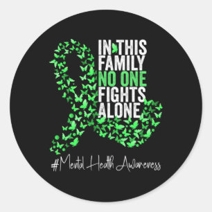 Health Awareness Month Green Ribbon Butterflies  Classic Round Sticker