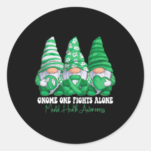 Health Awareness Month Green Ribbon Gnomies Suppor Classic Round Sticker