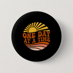 Health Awareness One Day At A Time Retro Sunshine 6 Cm Round Badge