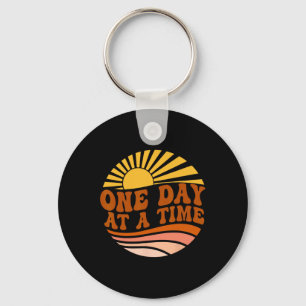 Health Awareness One Day At A Time Retro Sunshine Key Ring