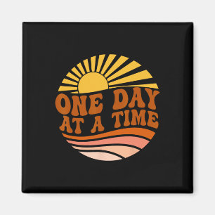 Health Awareness One Day At A Time Retro Sunshine Magnet
