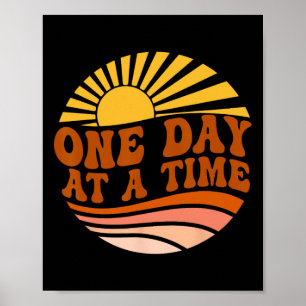 Health Awareness One Day At A Time Retro Sunshine  Poster