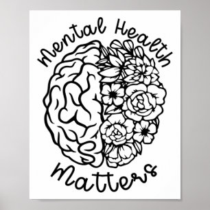 Health Awareness Problems Flowers Human Brain Illn Poster