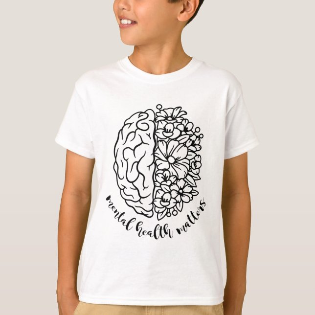 Health Awareness Problems Flowers Human Brain Illn T-Shirt (Front)