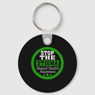 Health Awareness Stop The Stigma Green Ribbon  Key Ring
