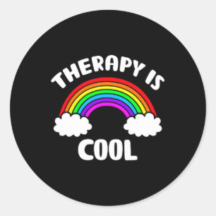 Health Awareness Therapy Is Cool Rainbow  Classic Round Sticker