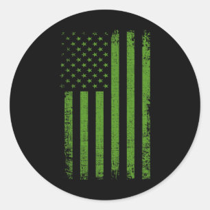 Health Awareness Usa Flag Green Flag  Classic Round Sticker